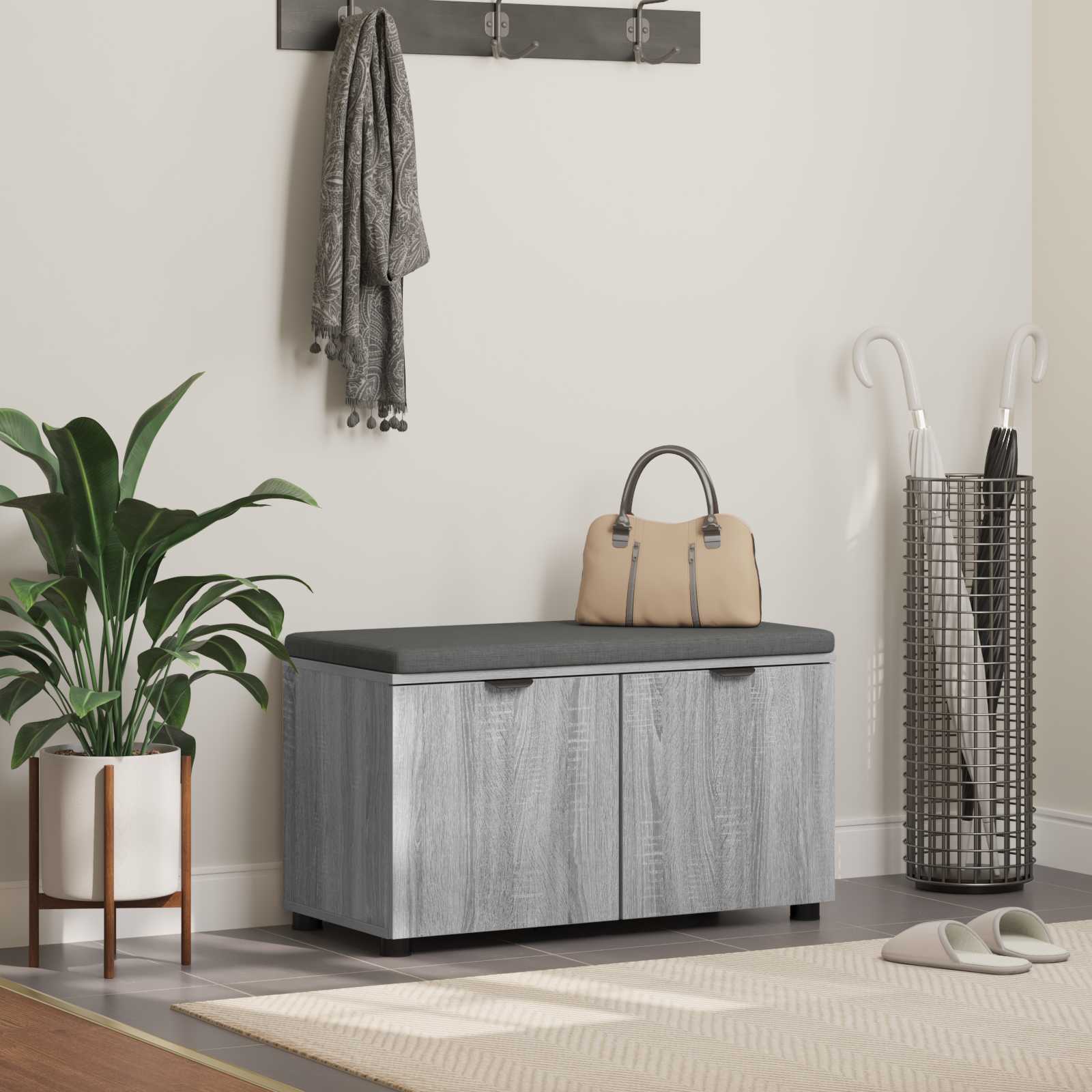Klupa za hodnik s jastukom Sivi Sonoma 80 x 38 x 46 cm
