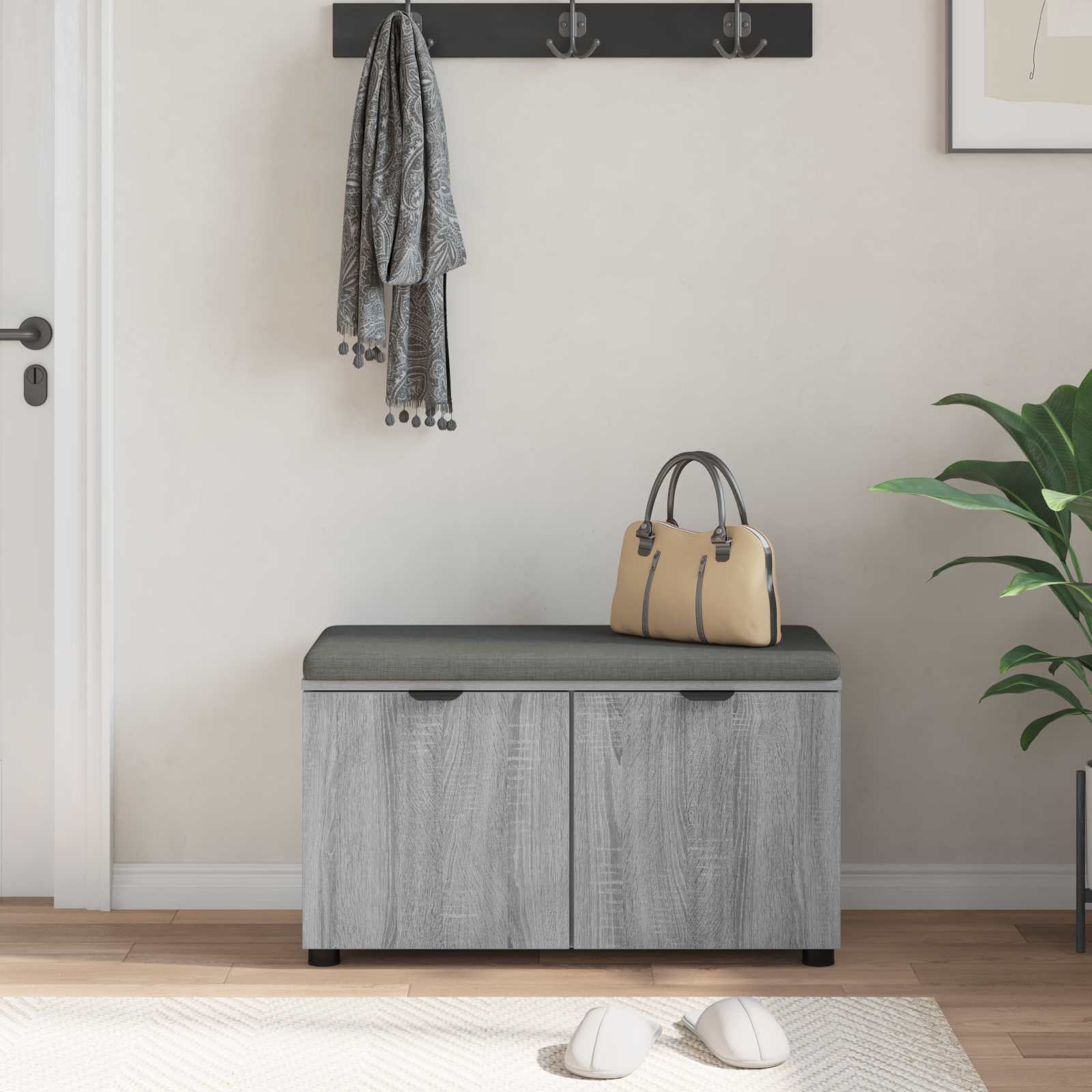 Klupa za hodnik s jastukom Sivi Sonoma 80 x 38 x 46 cm
