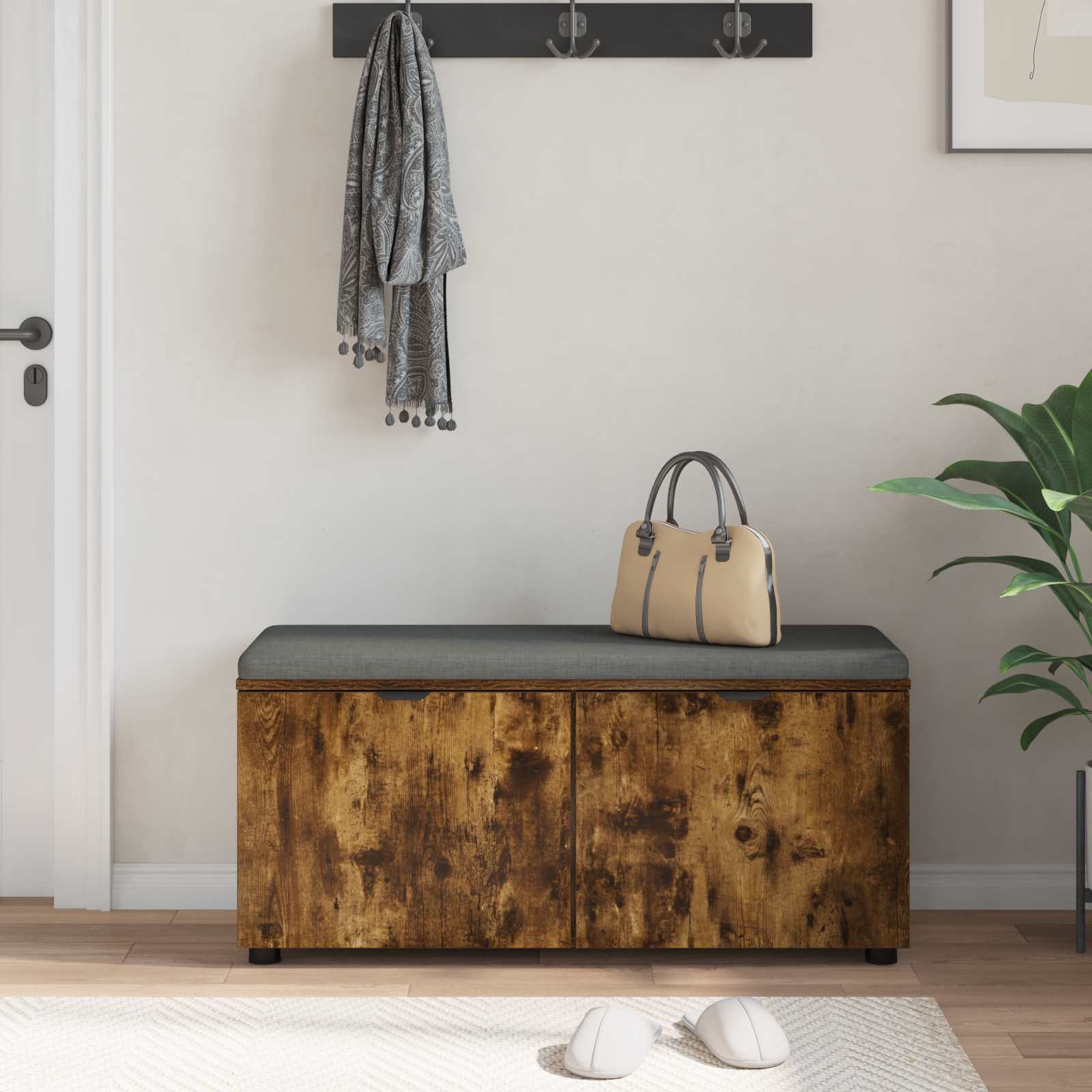 Klupa za hodnik s jastukom Dimljeni Hrast 100 x 38 x 46 cm