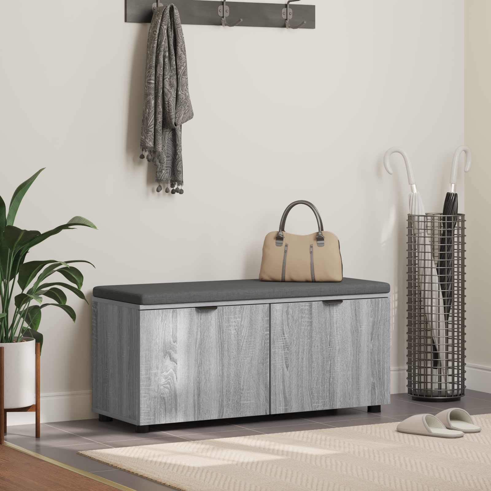 Klupa za hodnik s jastukom Sivi Sonoma 100 x 38 x 46 cm
