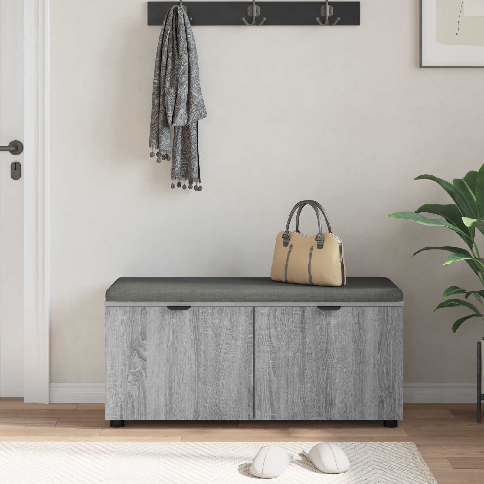 Klupa za hodnik s jastukom Sivi Sonoma 100 x 38 x 46 cm