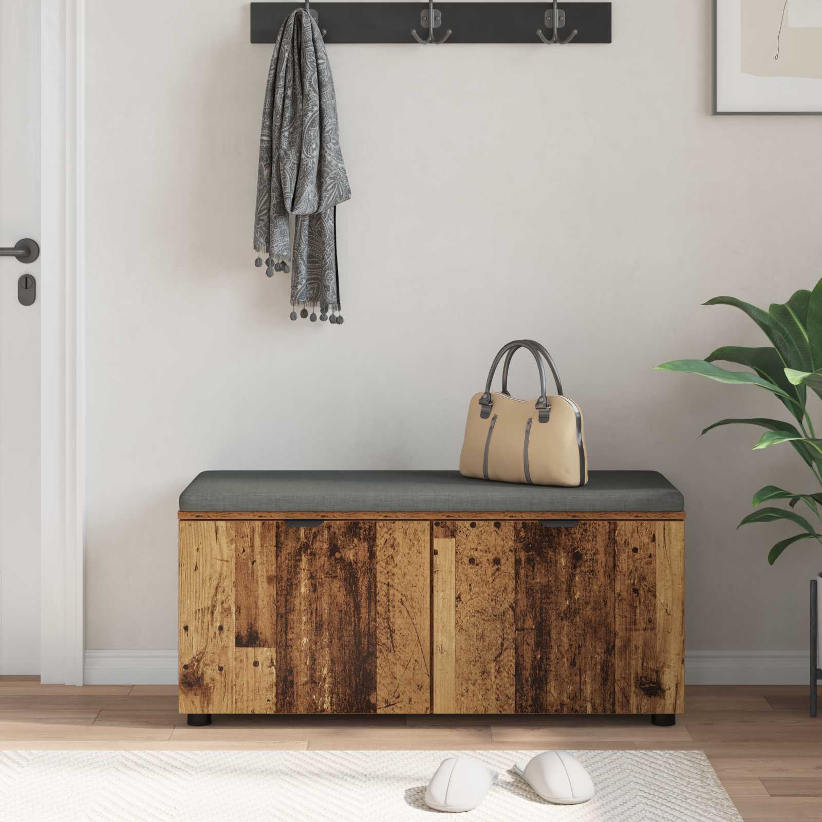 Klupa za hodnik s jastukom Staro drvo 100 x 38 x 46 cm