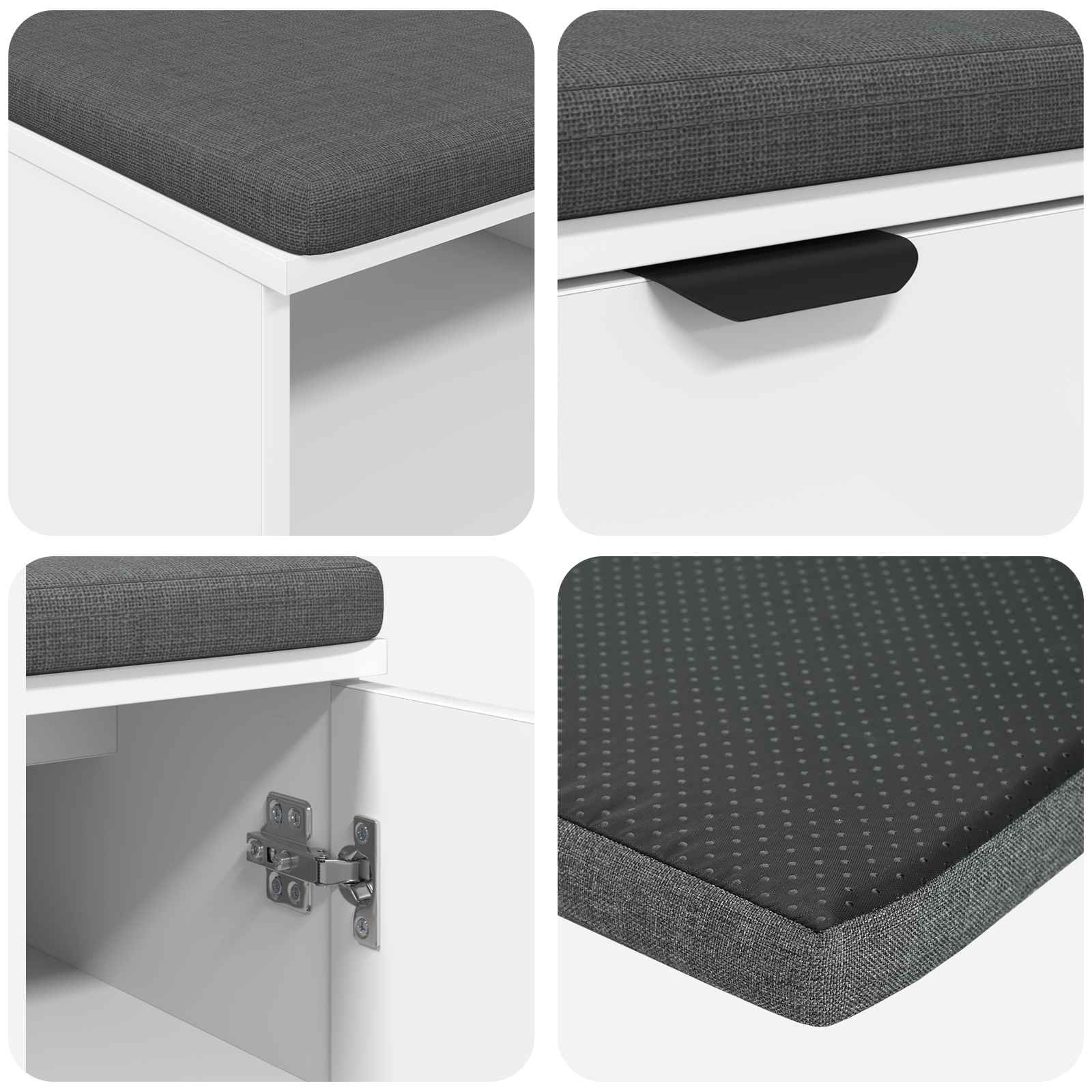 Klupa za hodnik s jastukom s policom Bijeli 60 x 38 x 46 cm