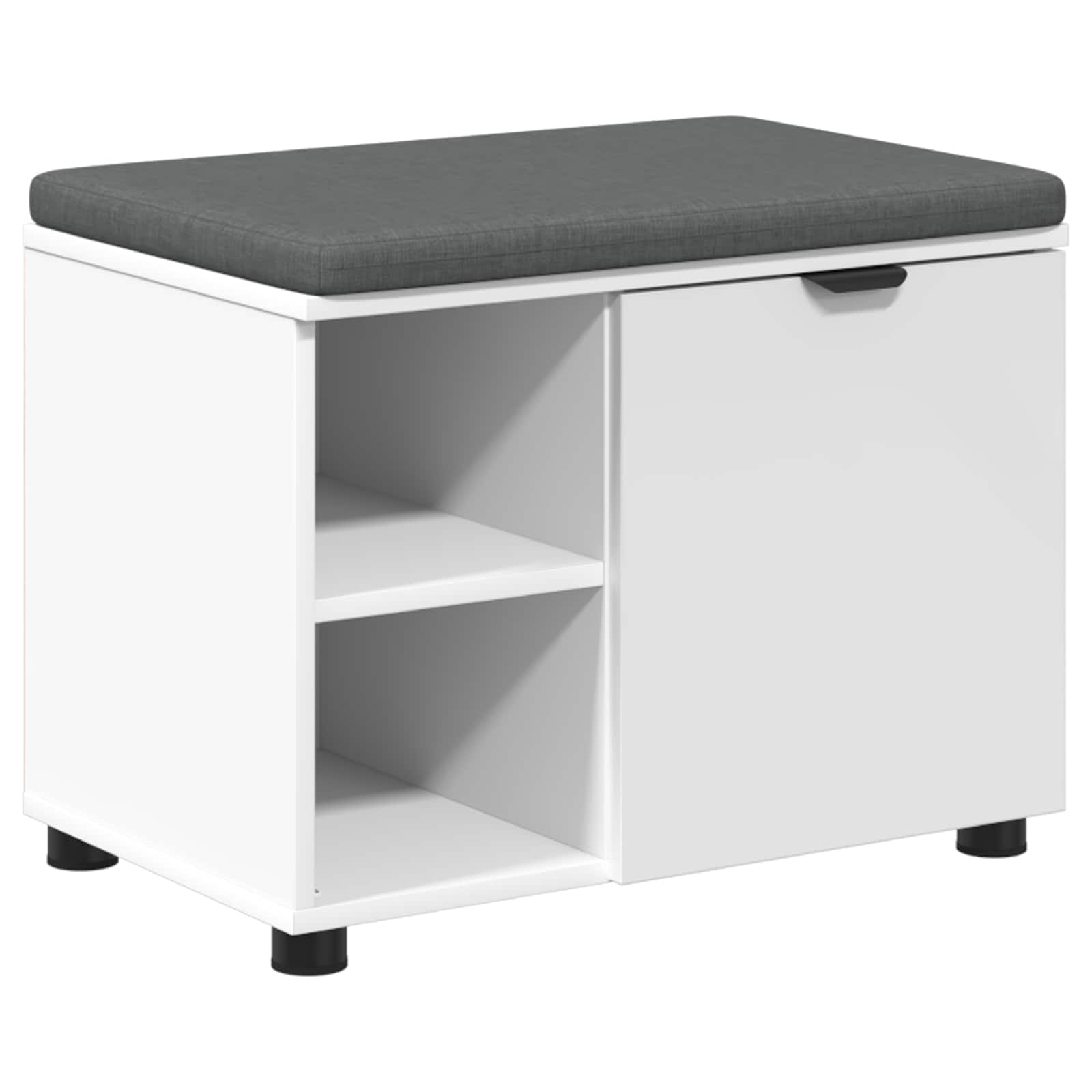 Klupa za hodnik s jastukom s policom Bijeli 60 x 38 x 46 cm