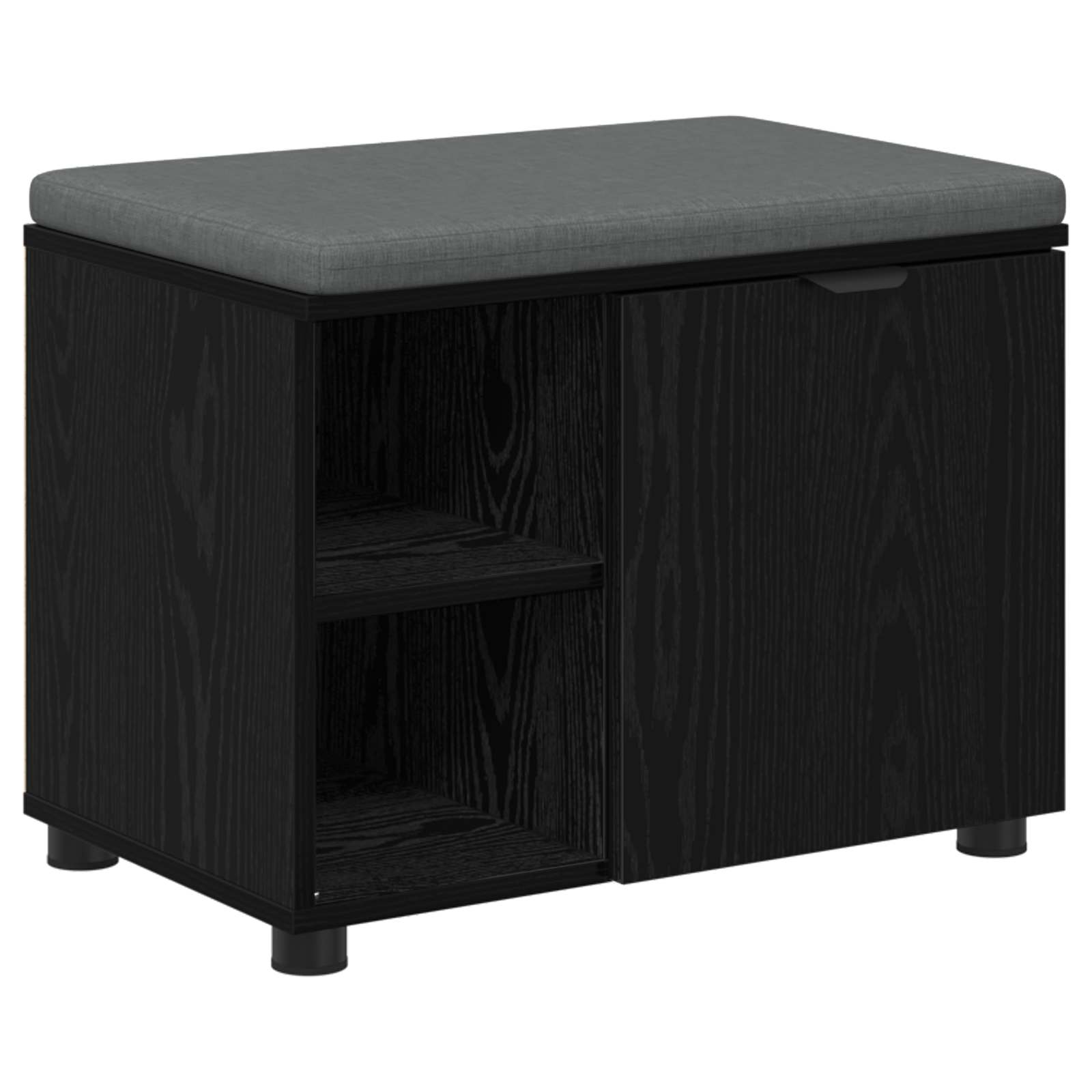 Klupa za hodnik s jastukom s policom Crni Hrast 60 x 38 x 46 cm