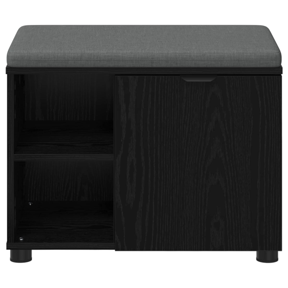 Klupa za hodnik s jastukom s policom Crni Hrast 60 x 38 x 46 cm