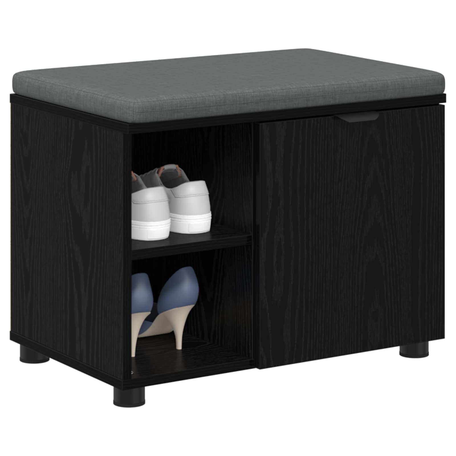 Klupa za hodnik s jastukom s policom Crni Hrast 60 x 38 x 46 cm