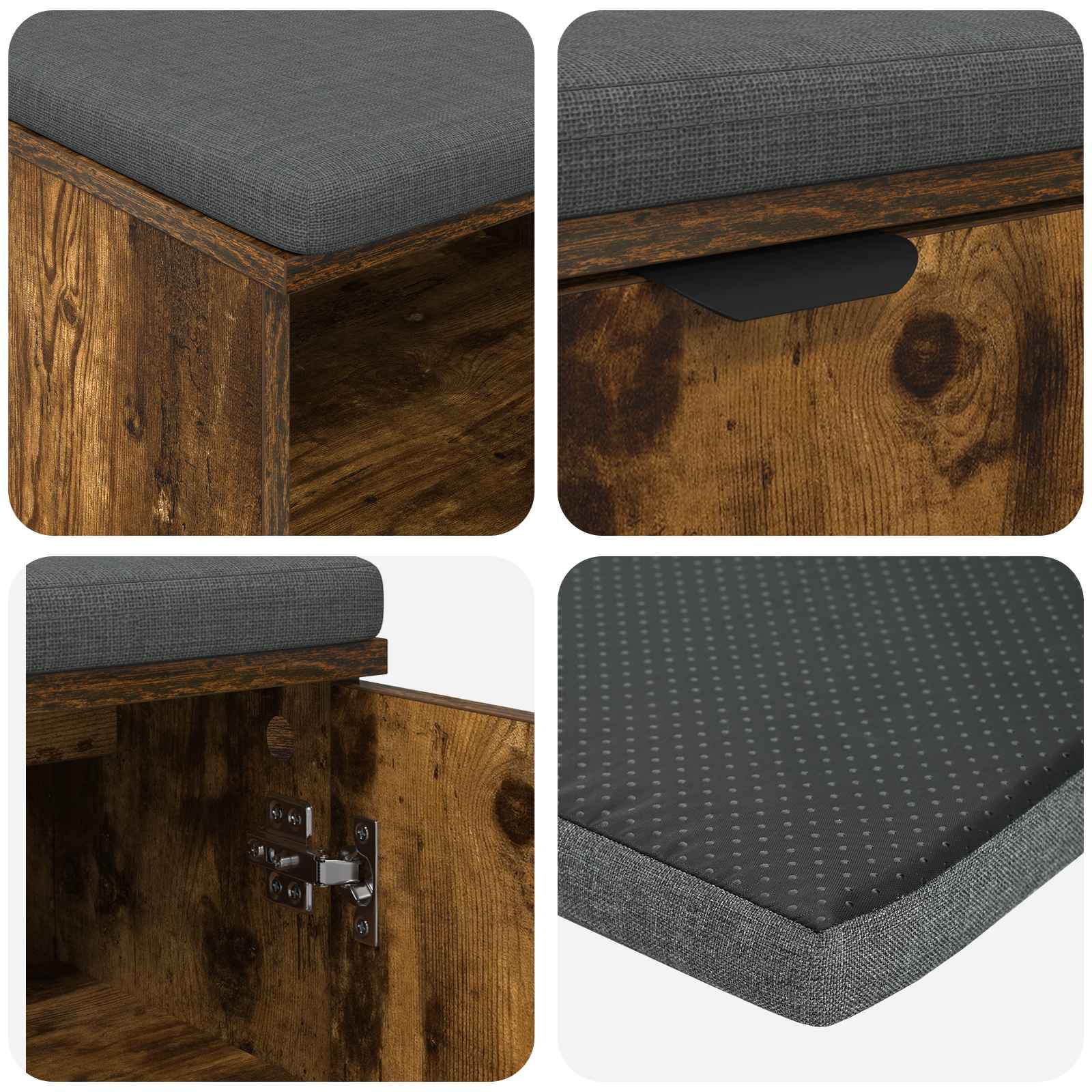 Klupa za hodnik s jastukom Dimljeni Hrast 60 x 38 x 46 cm