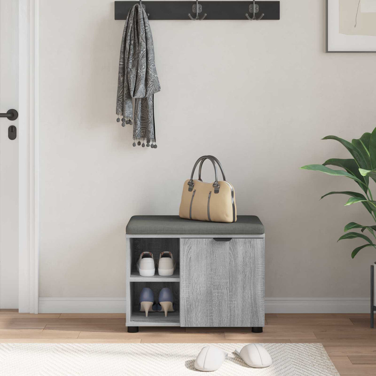Klupa za hodnik s jastukom Sivi Sonoma 60 x 38 x 46 cm