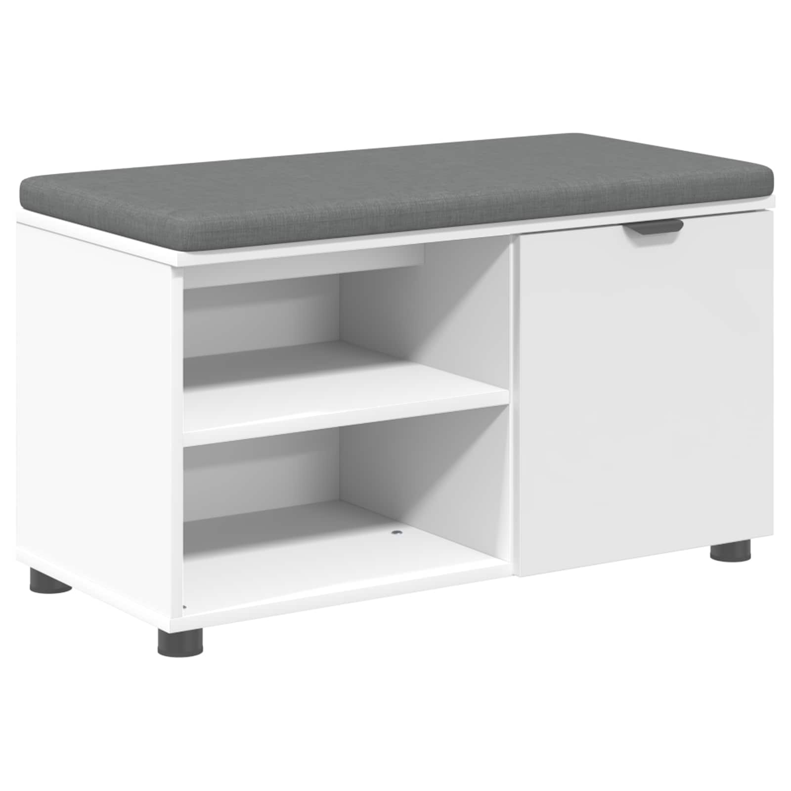 Klupa za hodnik s jastukom s policom Bijeli 80 x 38 x 46 cm