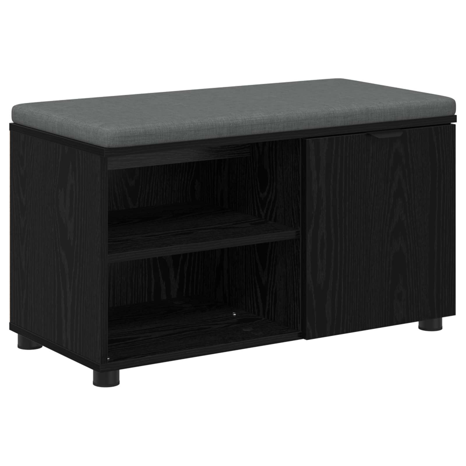Klupa za hodnik s jastukom s policom Crni Hrast 80 x 38 x 46 cm