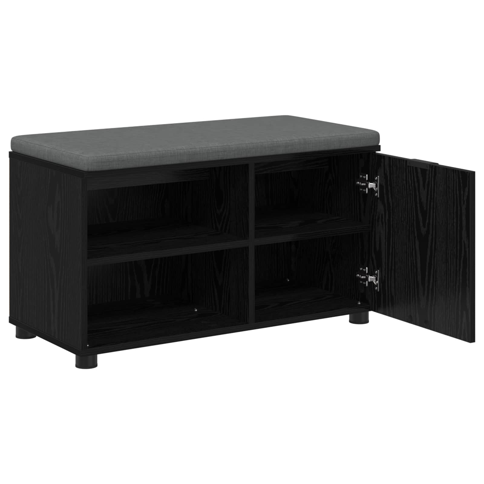 Klupa za hodnik s jastukom s policom Crni Hrast 80 x 38 x 46 cm