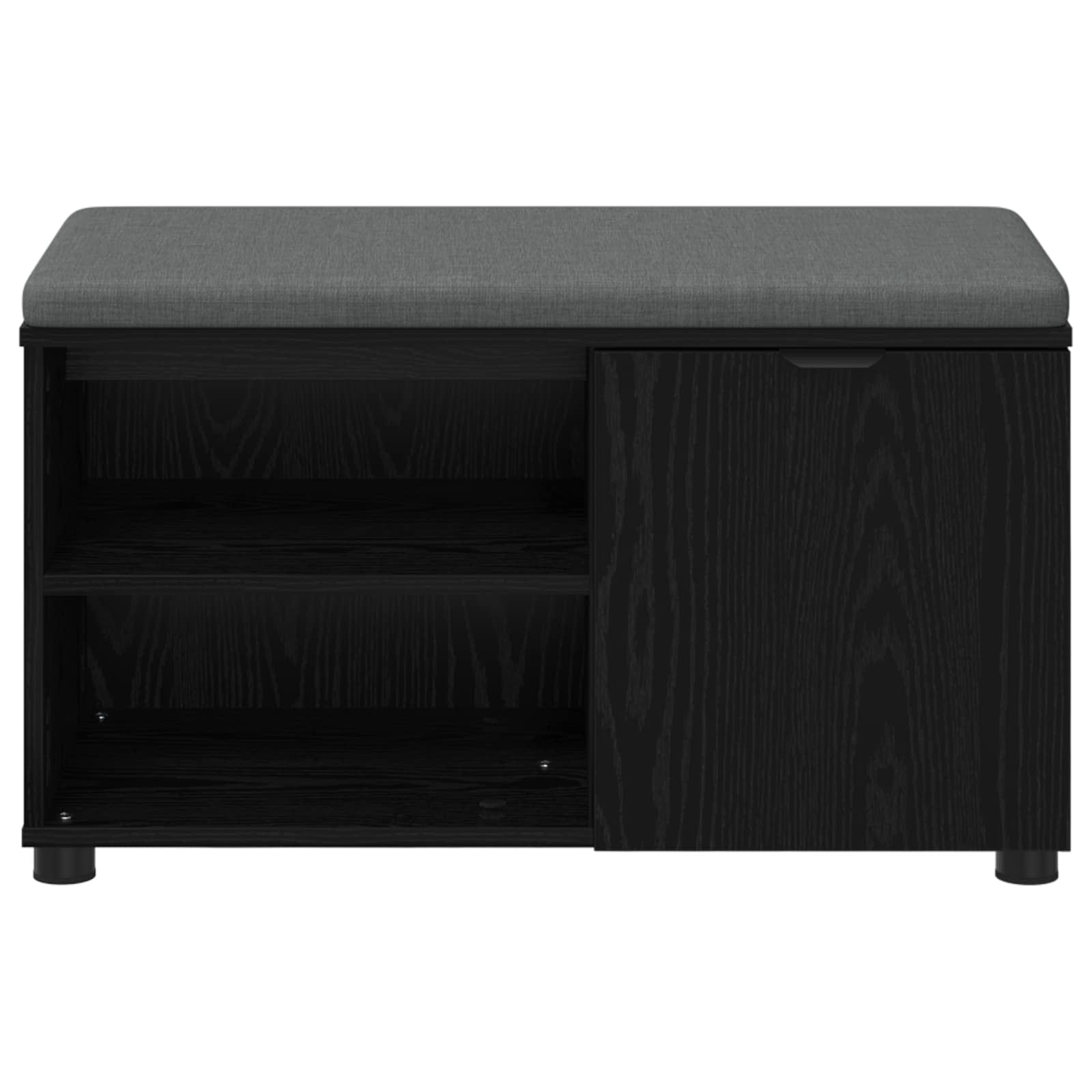 Klupa za hodnik s jastukom s policom Crni Hrast 80 x 38 x 46 cm
