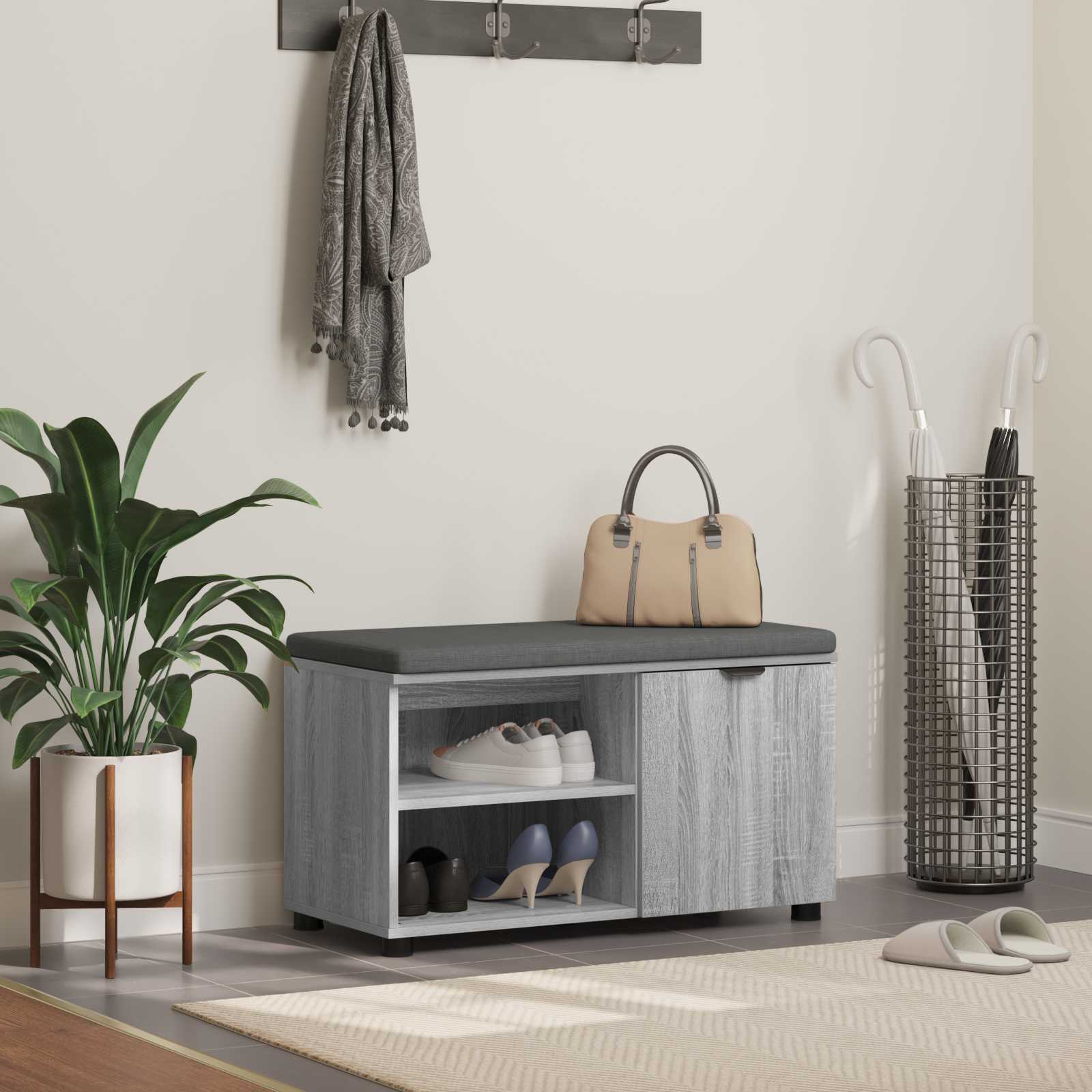 Klupa za hodnik s jastukom Sivi Sonoma 80 x 38 x 46 cm