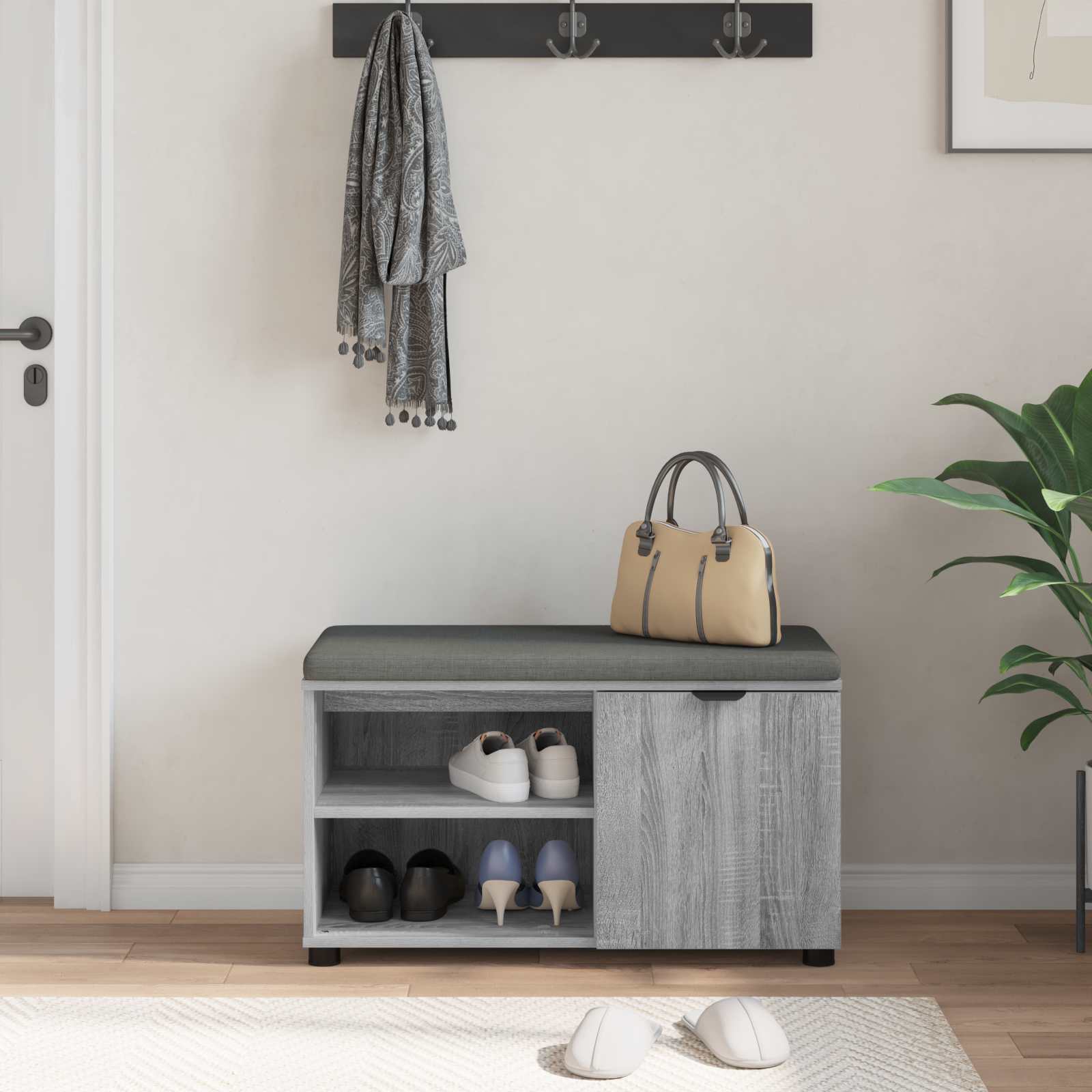 Klupa za hodnik s jastukom Sivi Sonoma 80 x 38 x 46 cm