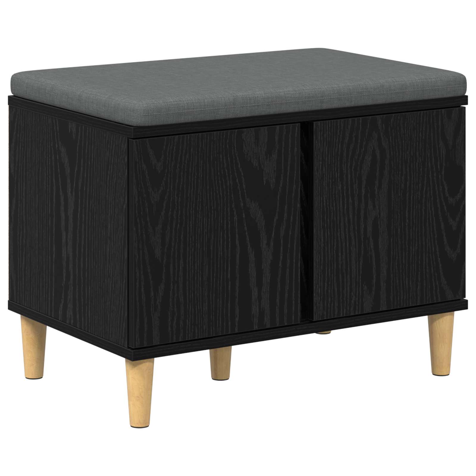 Klupa za hodnik s jastukom s vratima Crni Hrast 60 x 38 x 46 cm