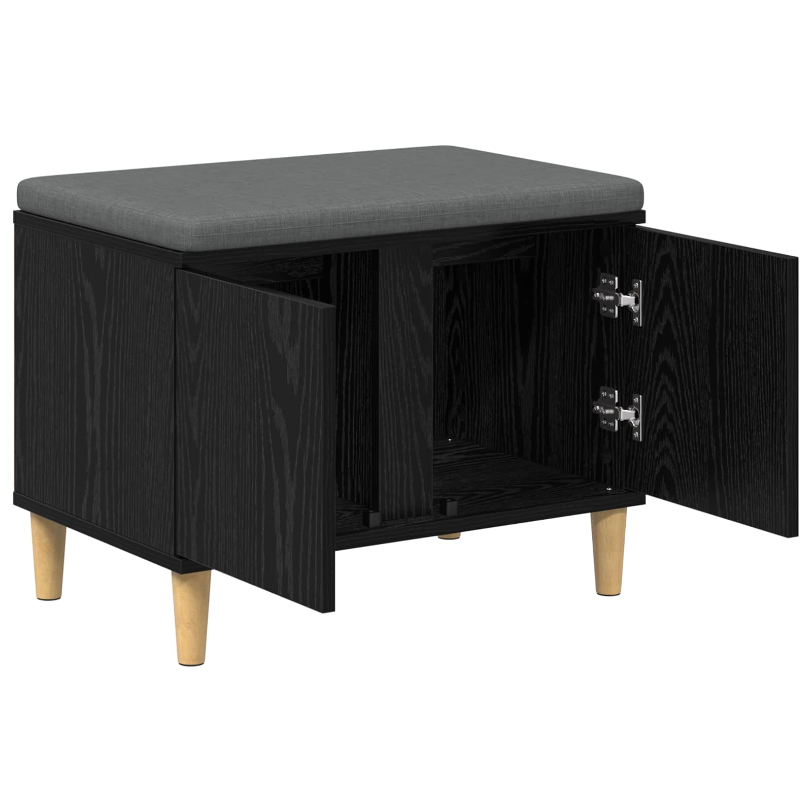 Klupa za hodnik s jastukom s vratima Crni Hrast 60 x 38 x 46 cm