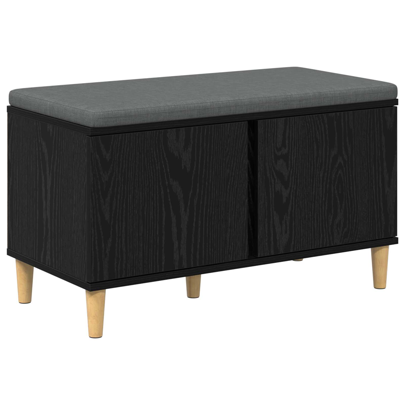 Klupa za hodnik s jastukom s vratima Crni Hrast 80 x 38 x 46 cm