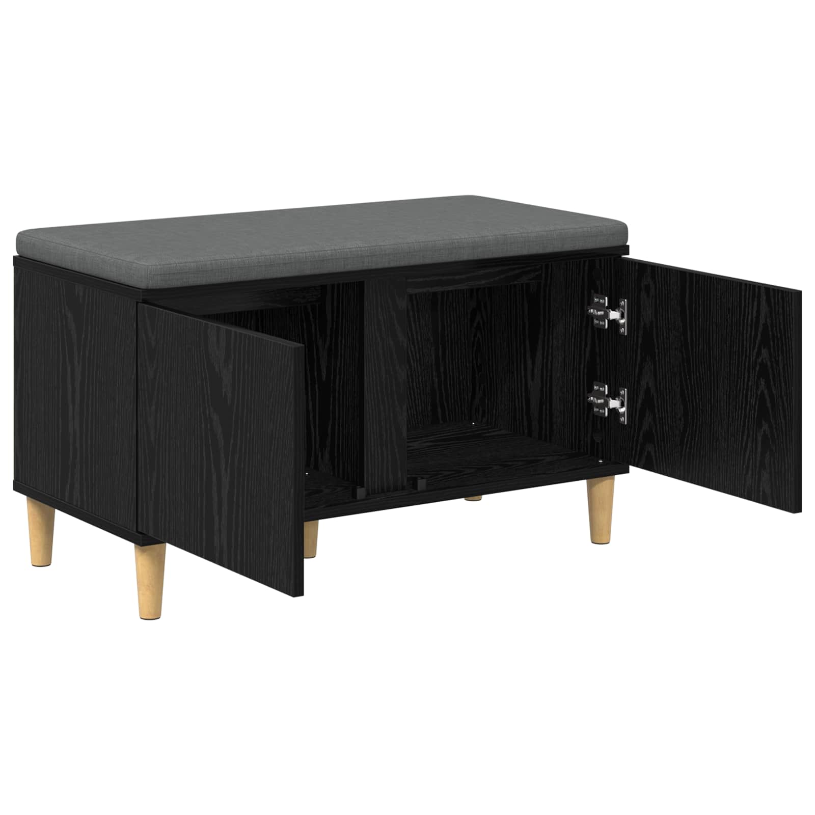 Klupa za hodnik s jastukom s vratima Crni Hrast 80 x 38 x 46 cm