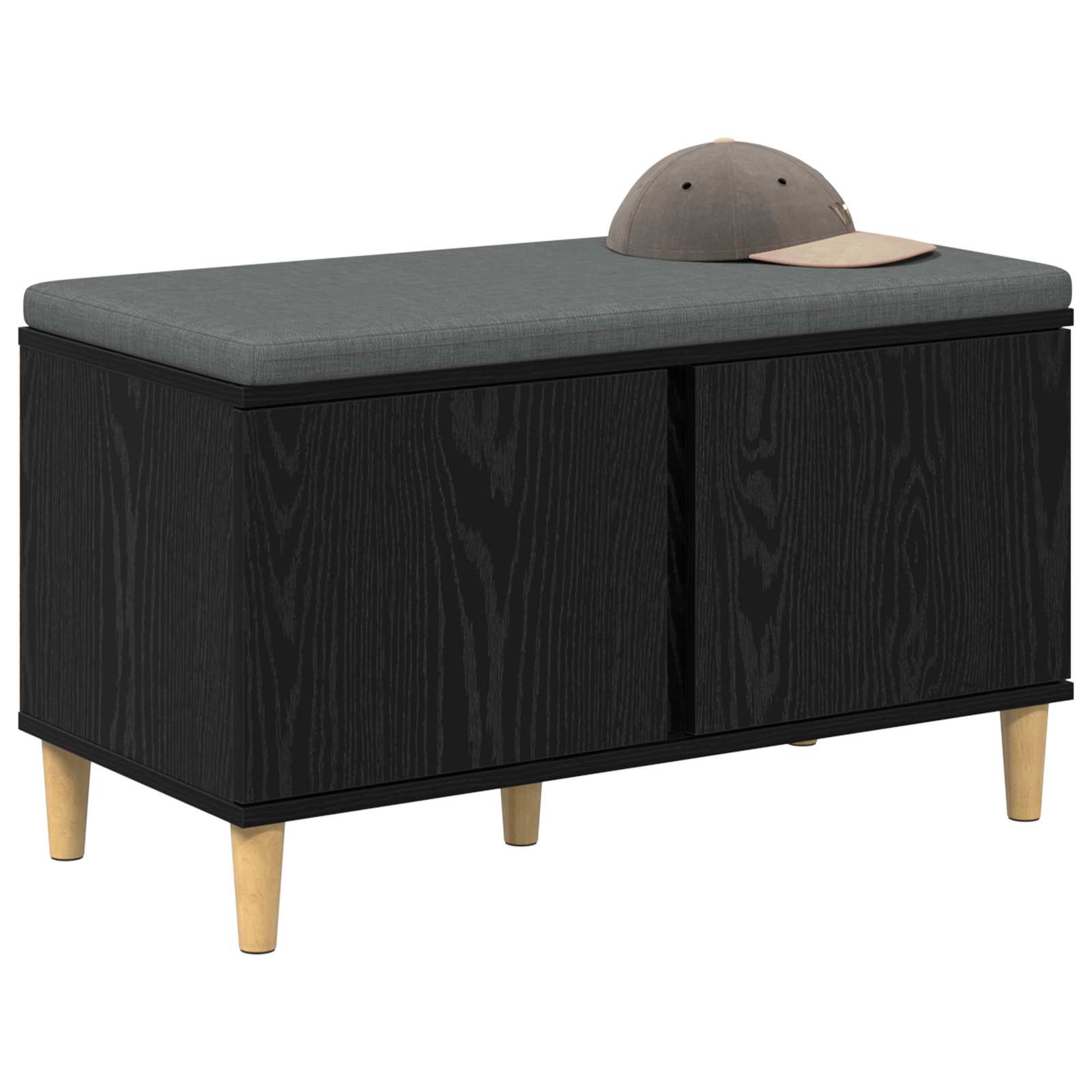Klupa za hodnik s jastukom s vratima Crni Hrast 80 x 38 x 46 cm