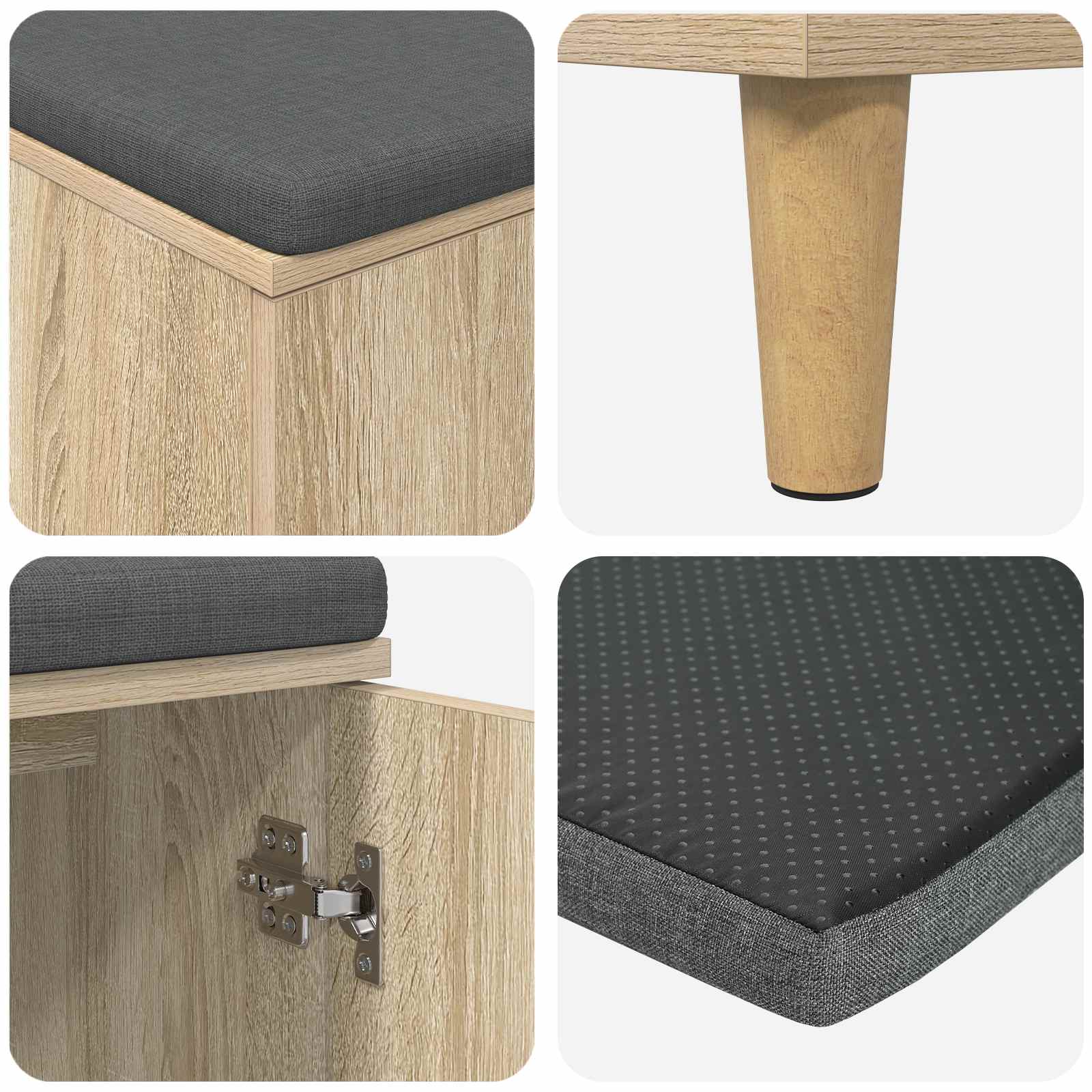 Klupa za hodnik s jastukom Sonoma hrast 100 x 38 x 46 cm
