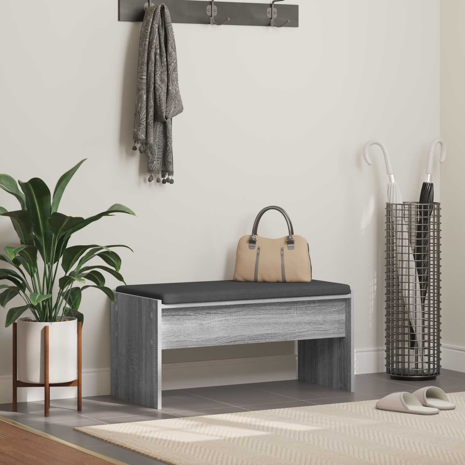 Klupa za hodnik s jastukom Siva Sonoma 83 x 38 x 40 cm