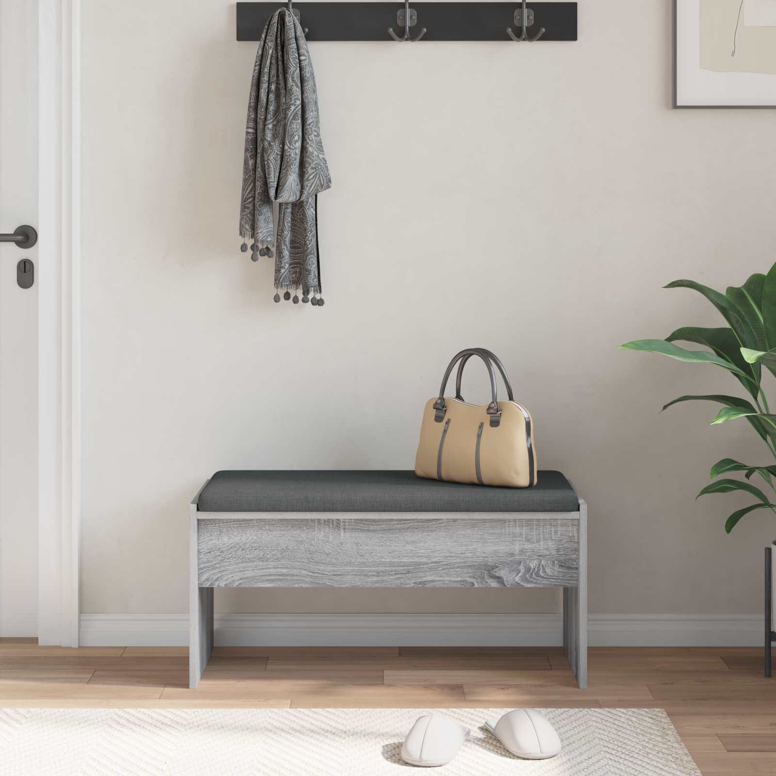 Klupa za hodnik s jastukom Siva Sonoma 83 x 38 x 40 cm