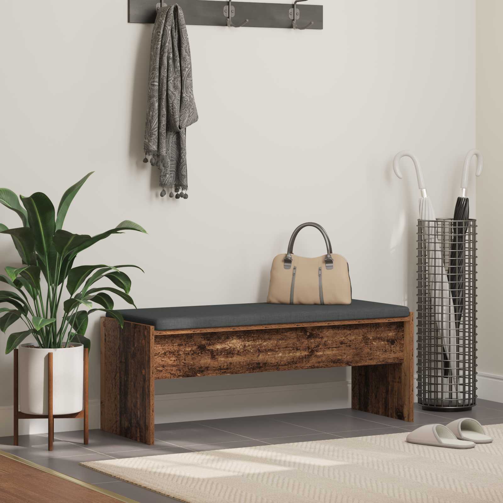 Klupa za hodnik s jastukom Staro drvo 103 x 38 x 40 cm