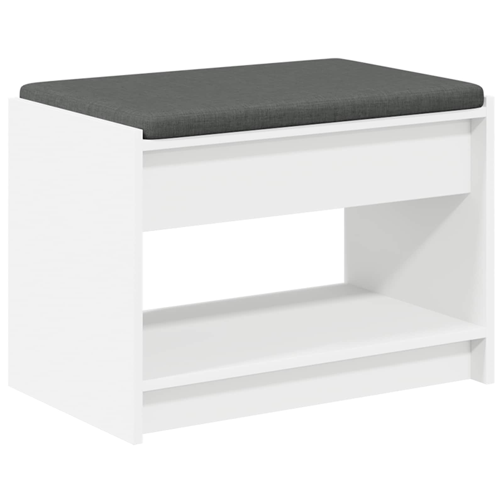 Klupa za hodnik s jastukom s policom Bijeli 63 x 38 x 45 cm