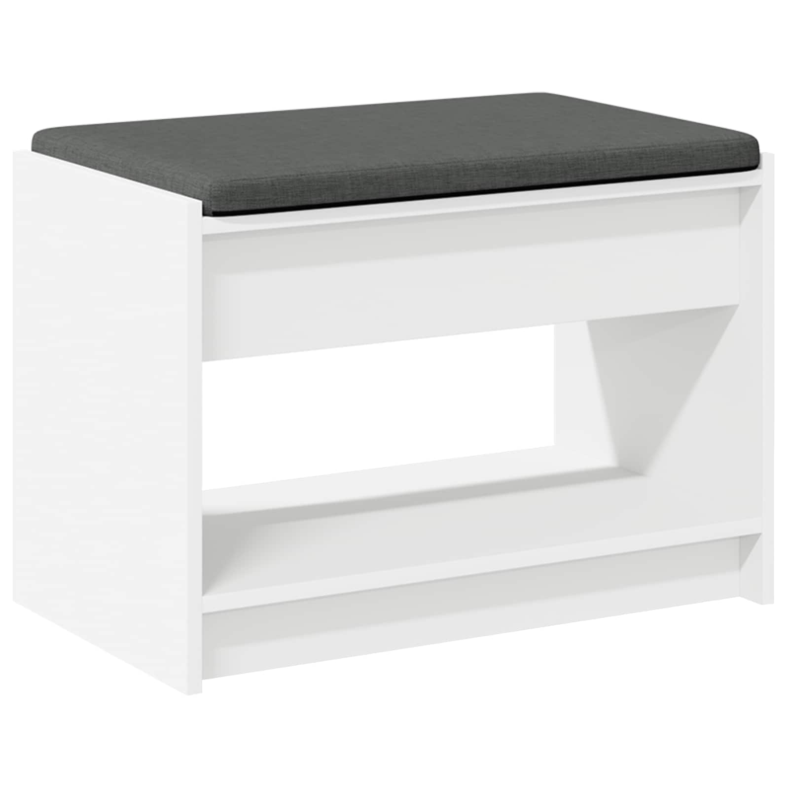 Klupa za hodnik s jastukom s policom Bijeli 63 x 38 x 45 cm