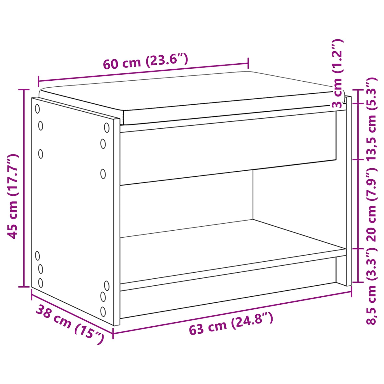 Klupa za hodnik s jastukom Dimljeni Hrast 63 x 38 x 45 cm