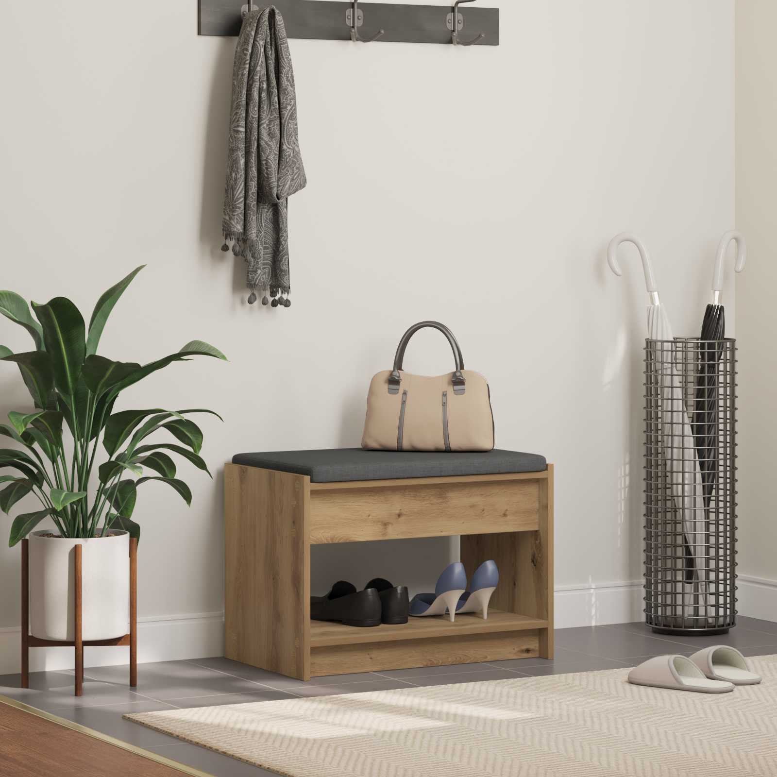 Klupa za hodnik s jastukom Zanatski Hrast 63 x 38 x 45 cm