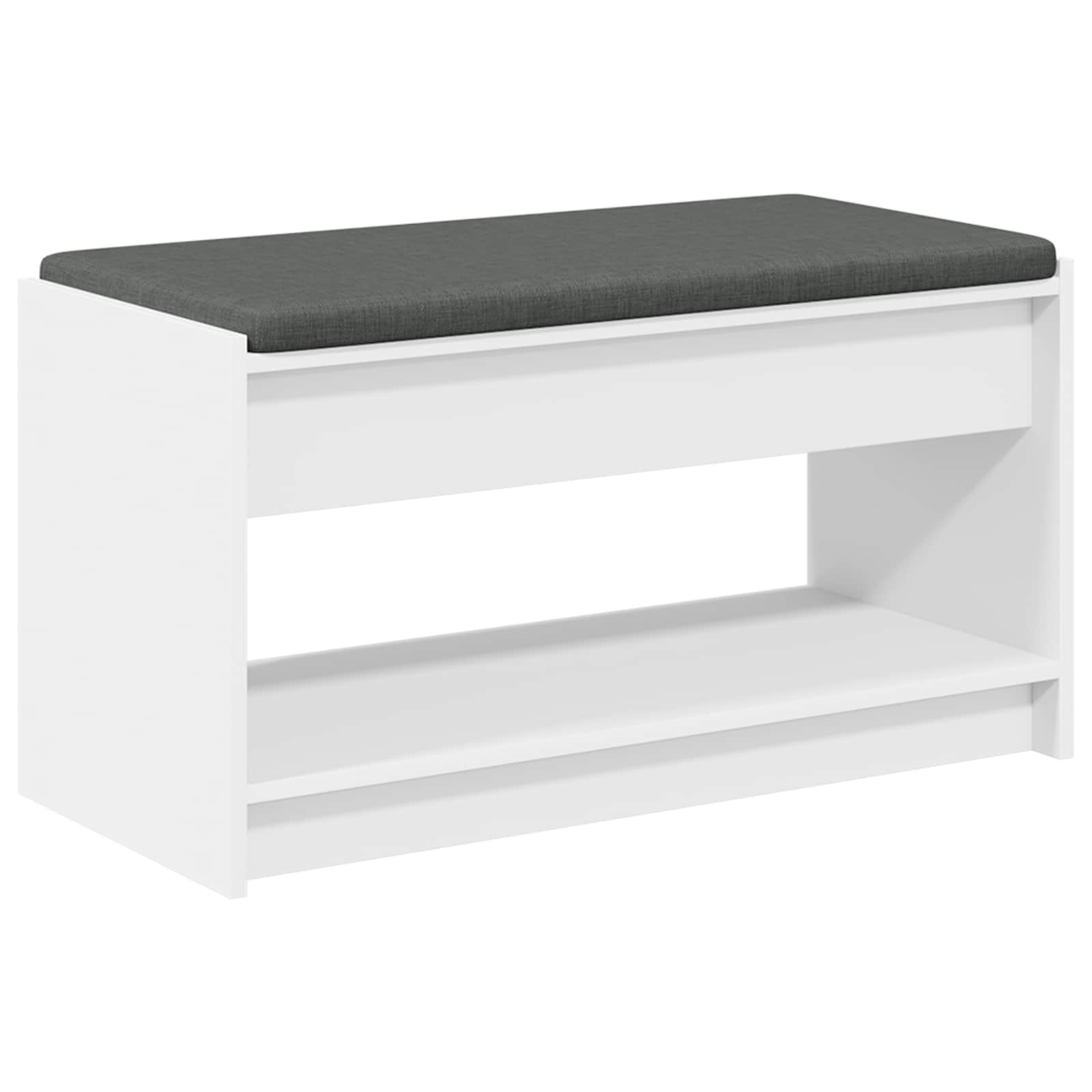 Klupa za hodnik s jastukom s policom Bijeli 83 x 38 x 45 cm