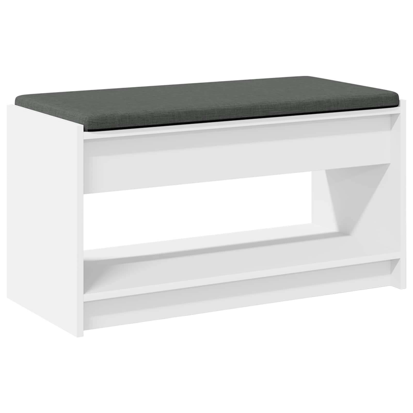 Klupa za hodnik s jastukom s policom Bijeli 83 x 38 x 45 cm