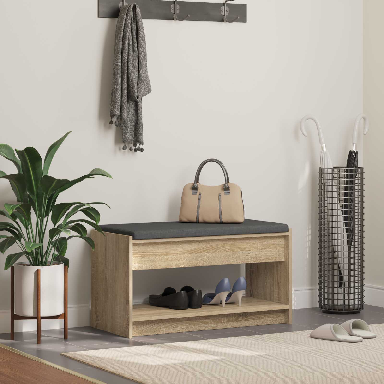 Klupa za hodnik s jastukom Sonoma hrast 83 x 38 x 45 cm