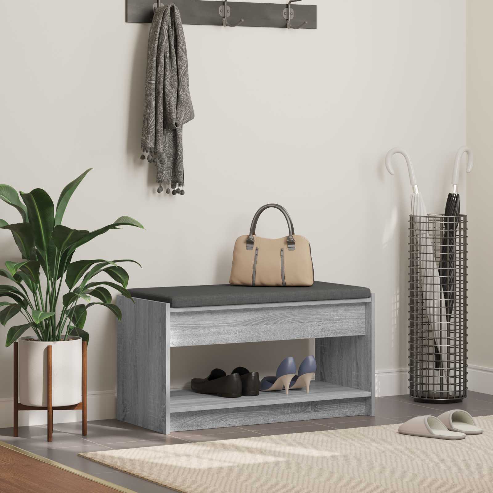 Klupa za hodnik s jastukom Sivi Sonoma 83 x 38 x 45 cm