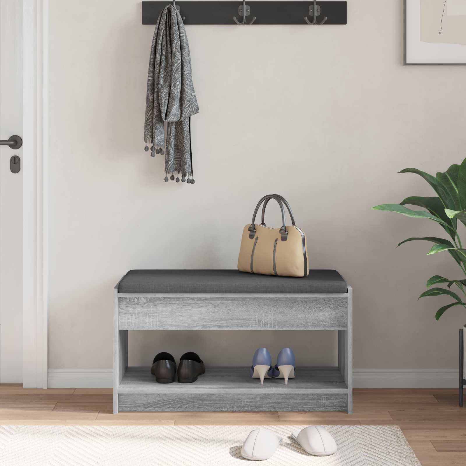 Klupa za hodnik s jastukom Sivi Sonoma 83 x 38 x 45 cm