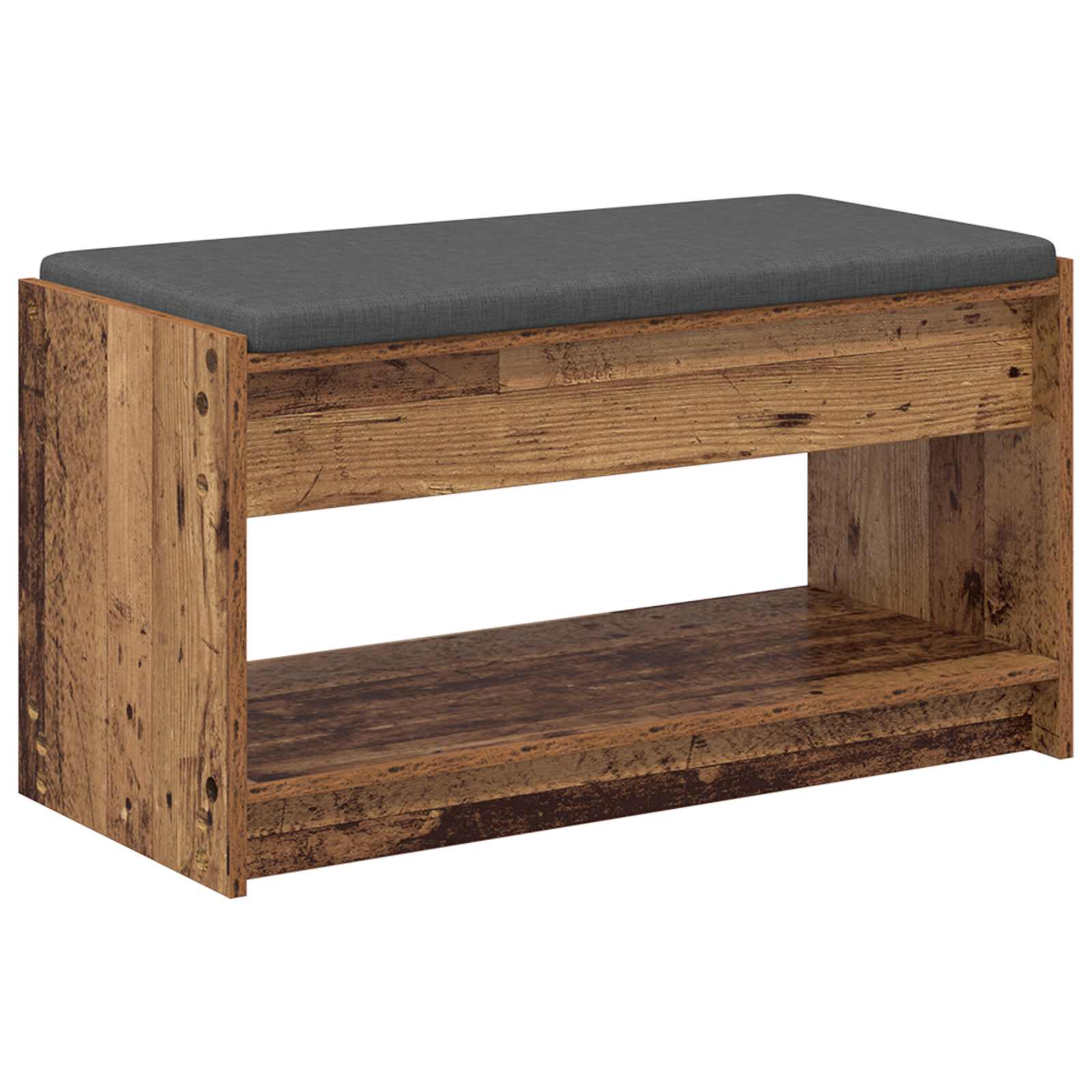 Klupa za hodnik s jastukom s policom Staro drvo 83 x 38 x 45 cm