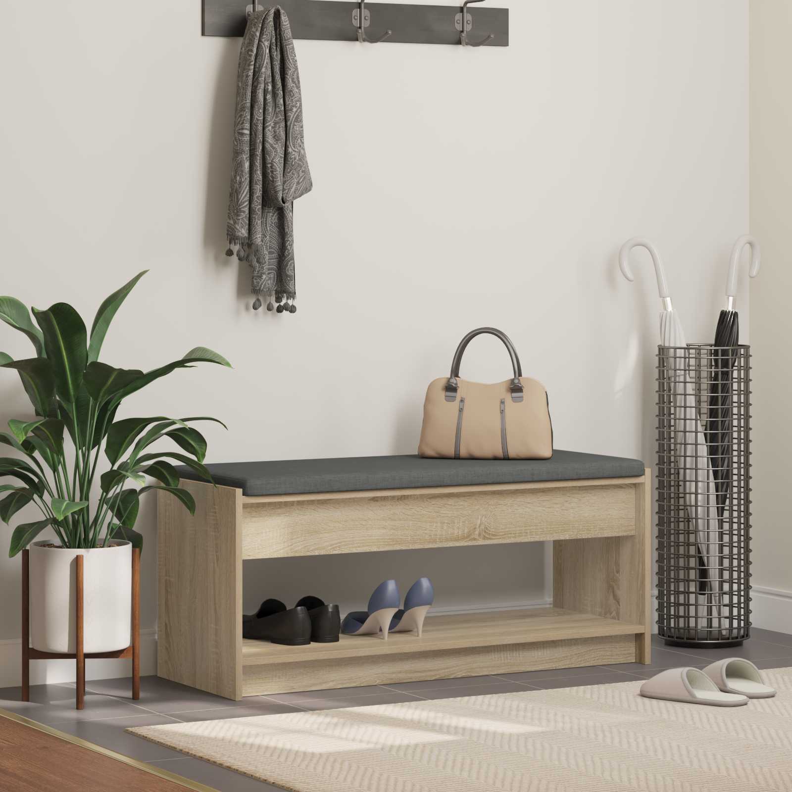 Klupa za hodnik s jastukom Sonoma hrast 103 x 38 x 45 cm