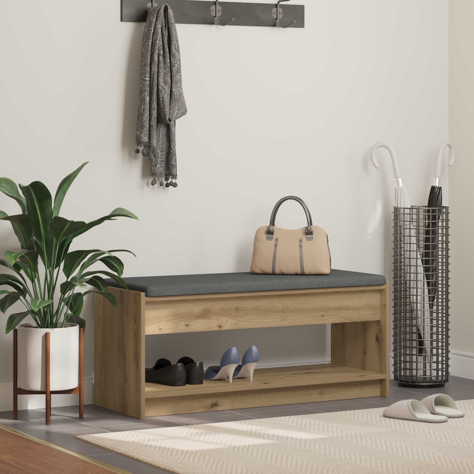 Klupa za hodnik s jastukom Zanatski Hrast 103 x 38 x 45 cm