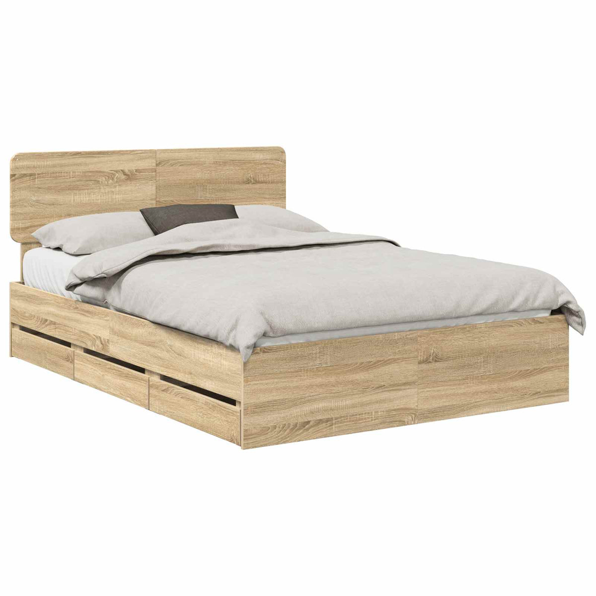 Krevetna konstrukcija s ladicama Sonoma hrast 150 x 200 cm Smeđa 206 x 153 x 90 cm