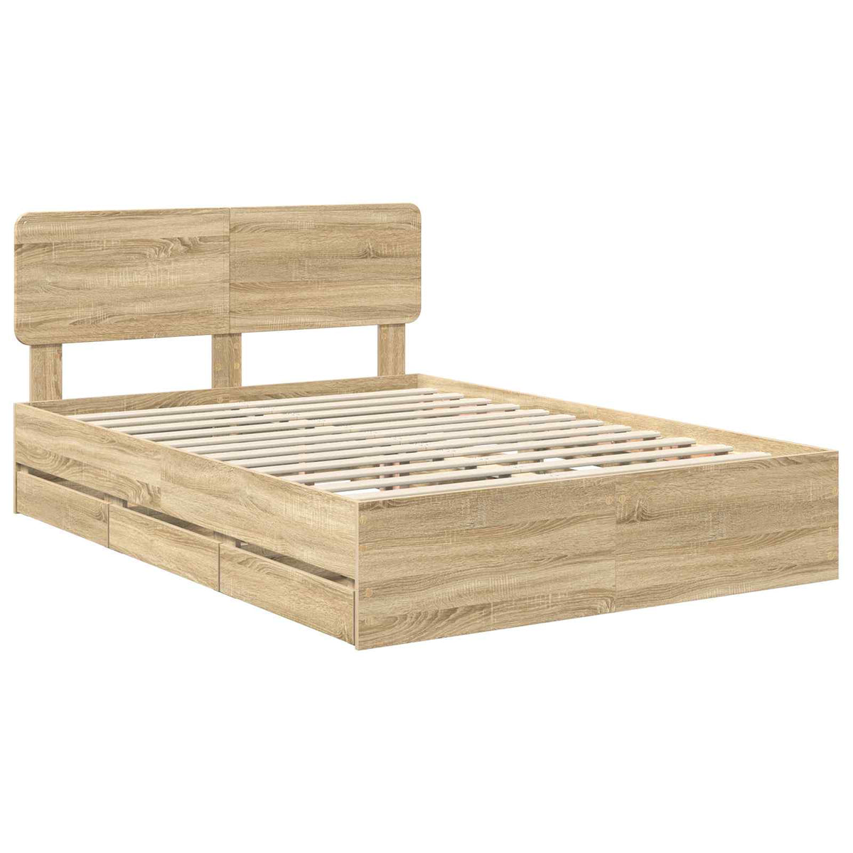 Krevetna konstrukcija s ladicama Sonoma hrast 150 x 200 cm Smeđa 206 x 153 x 90 cm