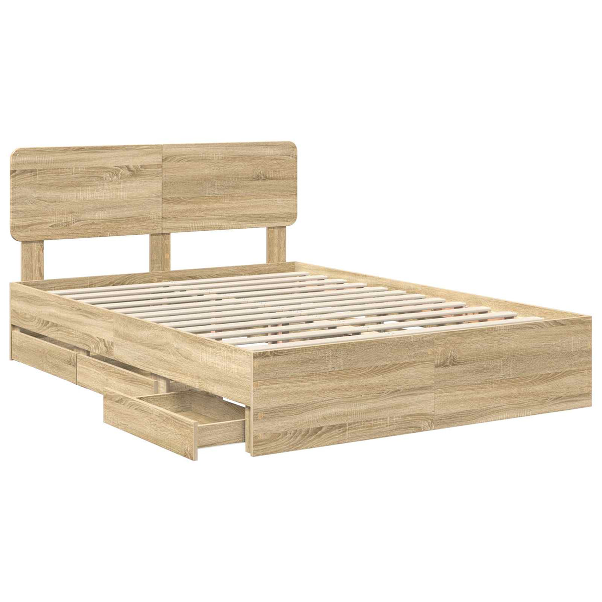 Krevetna konstrukcija s ladicama Sonoma hrast 150 x 200 cm Smeđa 206 x 153 x 90 cm