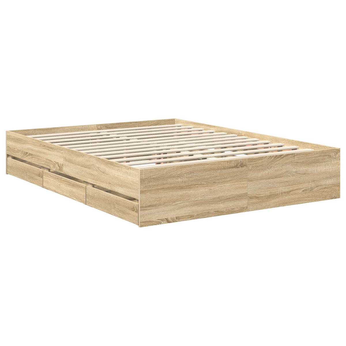 Krevetna konstrukcija s ladicama Sonoma hrast 150 x 200 cm Smeđa 206 x 153 x 90 cm