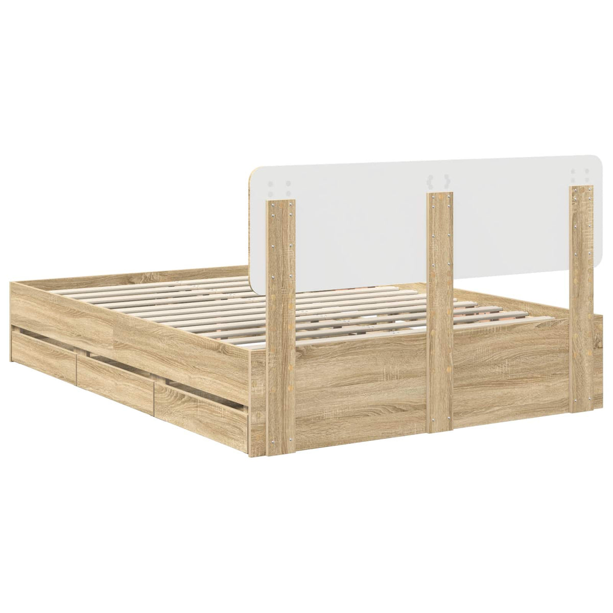 Krevetna konstrukcija s ladicama Sonoma hrast 150 x 200 cm Smeđa 206 x 153 x 90 cm