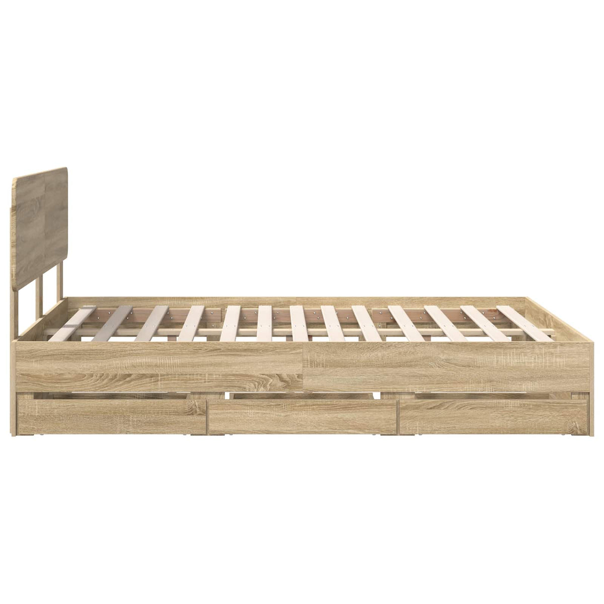 Krevetna konstrukcija s ladicama Sonoma hrast 150 x 200 cm Smeđa 206 x 153 x 90 cm