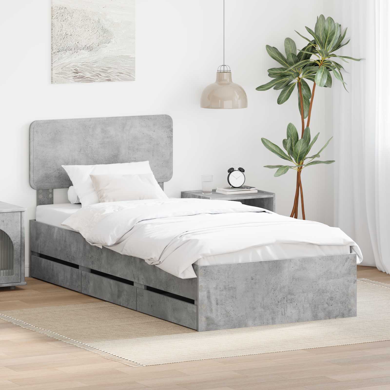 Krevetna konstrukcija s ladicama Betonsko Siva 90 x 190 cm