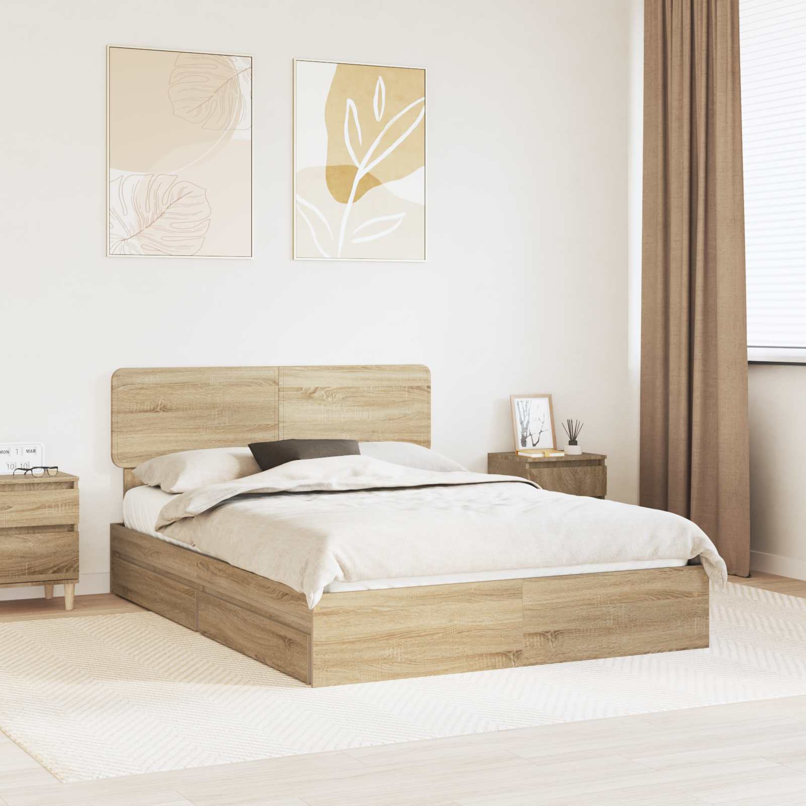 Krevet s od storage Sonoma hrast 150 x 200 cm Konstruirano drvo