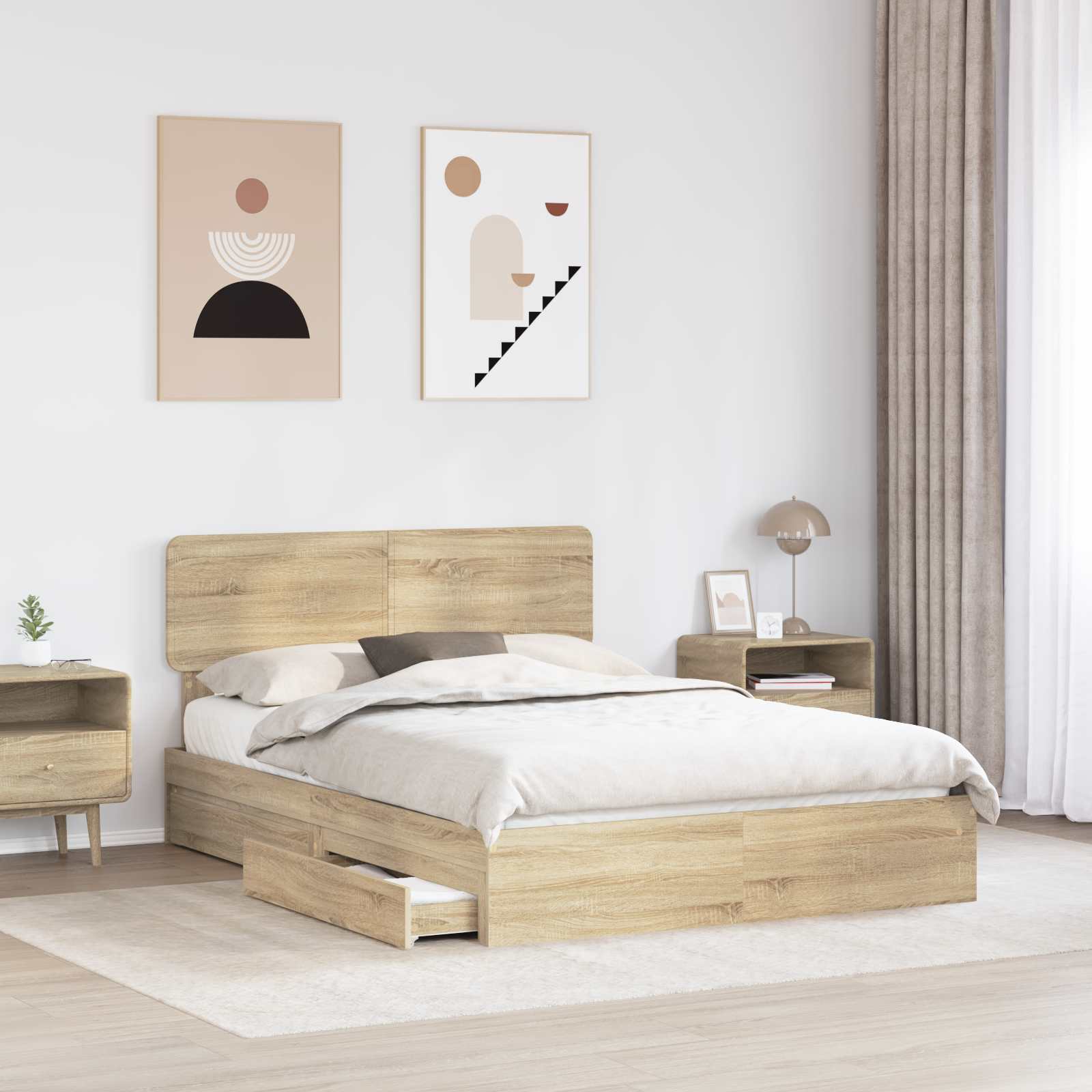 Krevet s od storage Sonoma hrast 150 x 200 cm Konstruirano drvo
