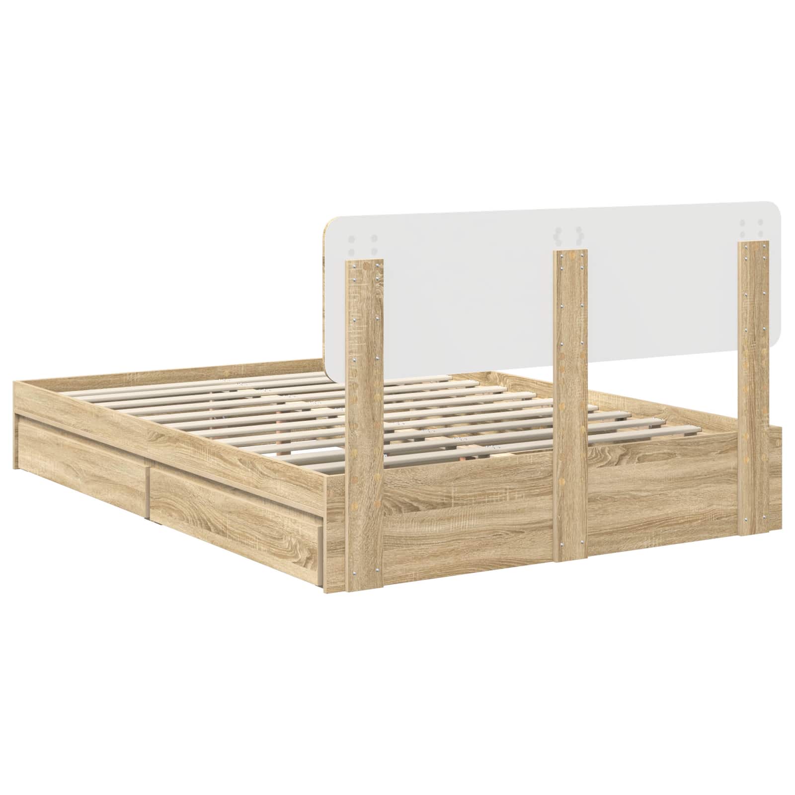 Krevet s od storage Sonoma hrast 150 x 200 cm Konstruirano drvo